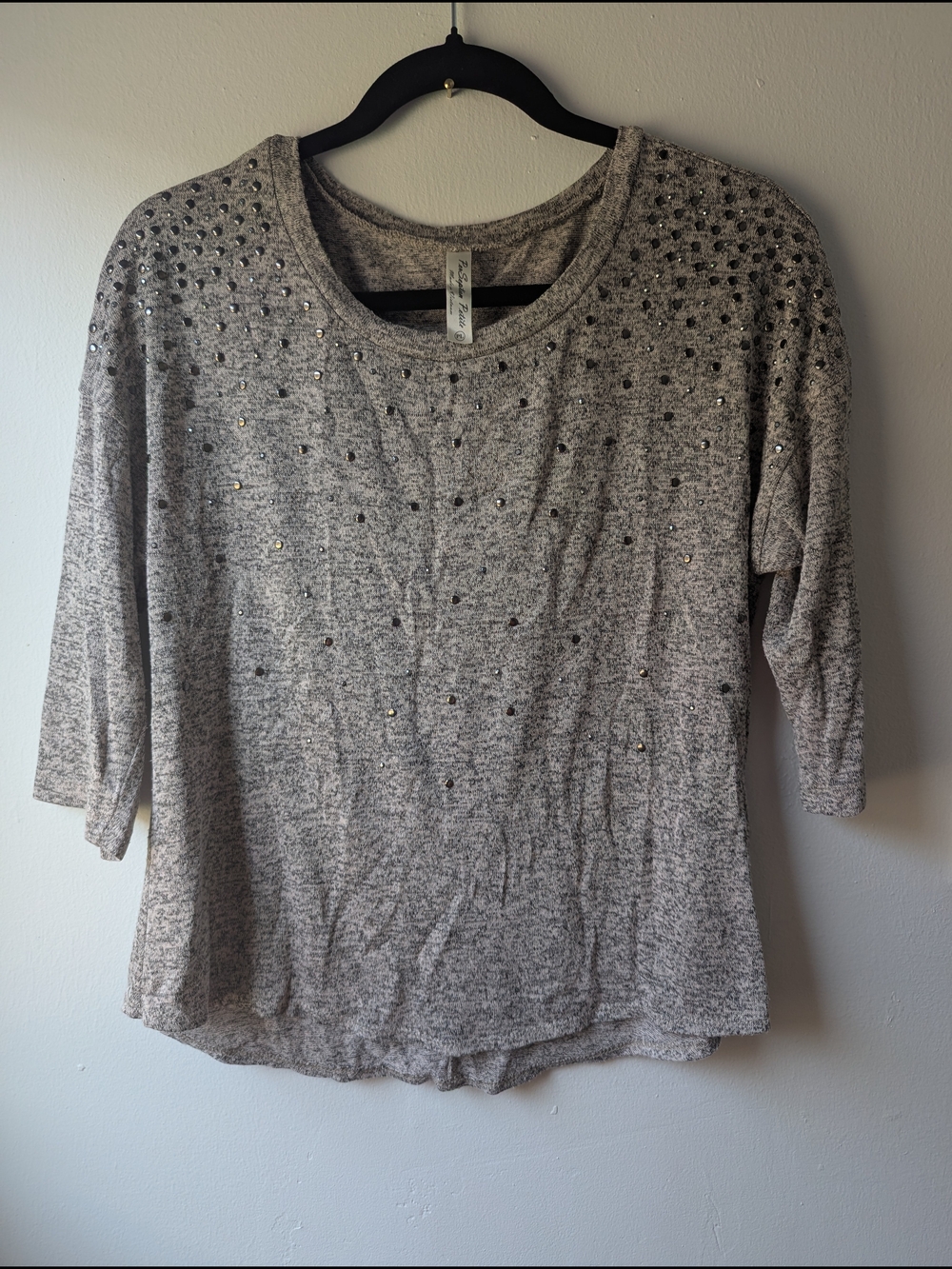 Perseption Heather Gray Studded Women's Sweatshirt Size PL